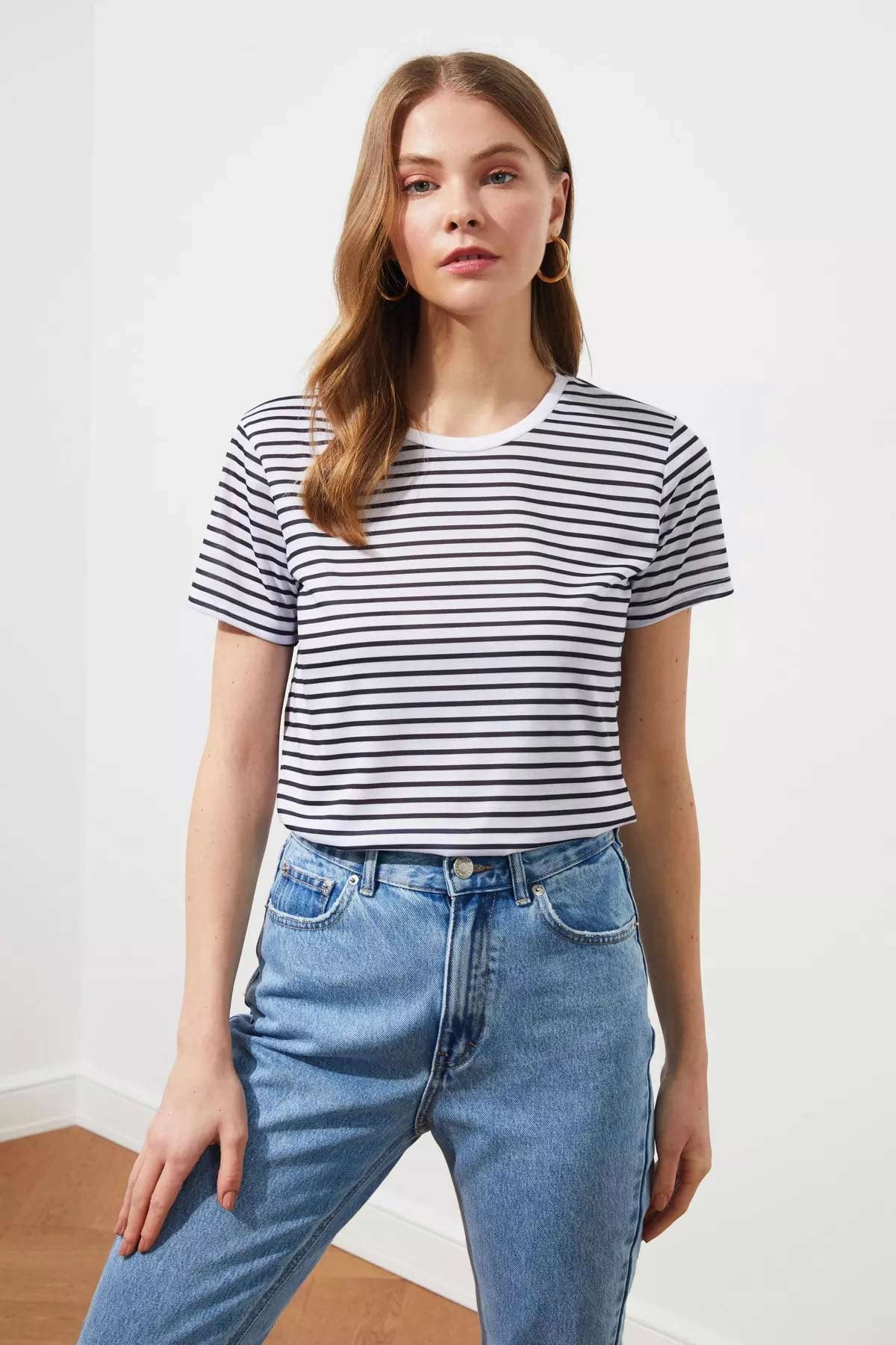 Women  Striped Basic Knitted T-Shirt